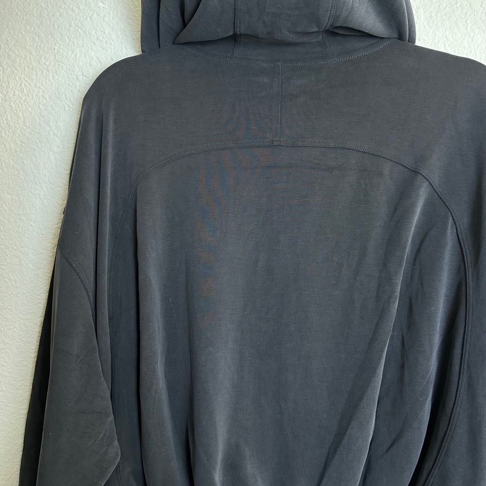 Athleta Seasoft Bubble Hem Zip-Up Dark Charcoal Hoodie - Picture 5 of 8